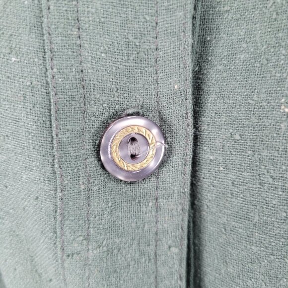 VTG C.A. Sport Green 100% Silk Lightweight Buttoned Lined Jacket Safari Large L - Picture 13 of 16